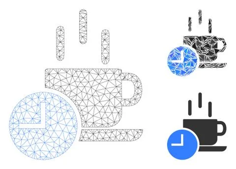 Coffee Break Vector Mesh Network Model and Triangle Mosaic Icon Illustrazione stock