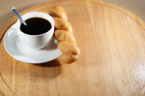 Coffee with breakfast bread Stock Photos