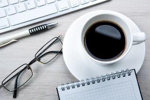 Coffee breakfast on the desktop Stock Photos