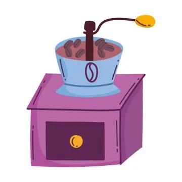 Coffee brew grinder manual machine isolated icon style Stock Illustration