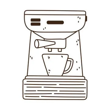 Coffee brew method espresso machine and cup line icon style Stock Illustration