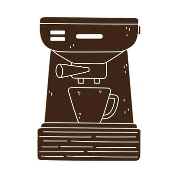 Coffee brew method espresso machine and cup silhouette icon style Stock Illustration