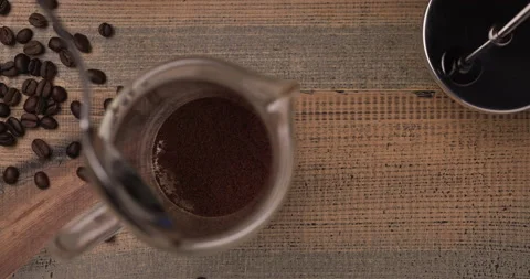 Coffee is brewed in a French press Stock Footage 195282519