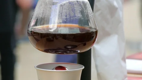 Coffee is brewed in a siphon. Stock Footage 90859139