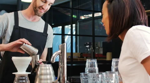 Coffee brewing in cafe Stock Footage 58127514