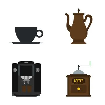 Coffee brewing equipment set with cup and pot Stock Illustration