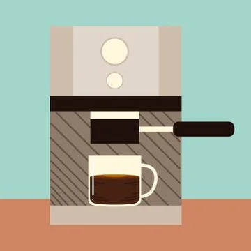 Coffee brewing methods, cappuccino cup and machine appliance Stock Illustration