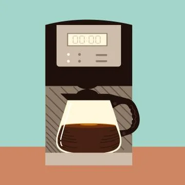 Coffee brewing methods, digital coffee maker kettle glass Stock Illustration