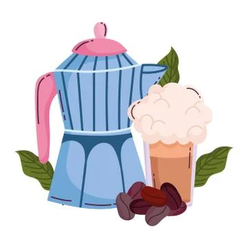 Coffee brewing methods, moka pot smoothie and grains Stock Illustration