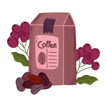 Coffee brewing methods, pack product seeds and dry grains Stock Illustration