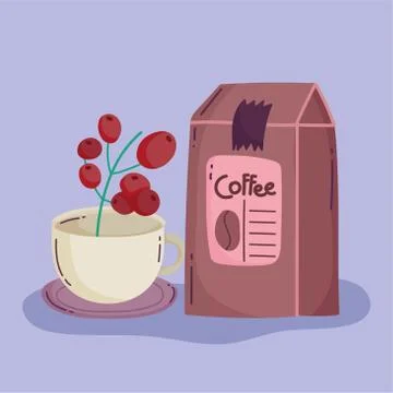 Coffee brewing methods, package product and cup with seeds Illustrazione stock