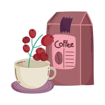 Coffee brewing methods, package product and cup with seeds Stock Illustration