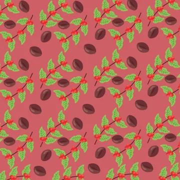 Coffee brewing methods poster with beans and plants pattern 库存插图