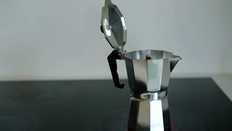 Coffee is brewing in mocha pot Stock Footage 156035845