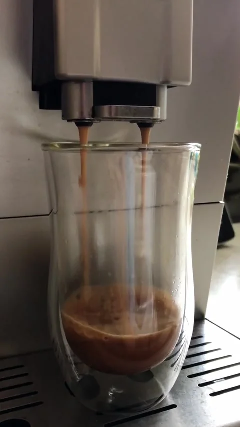 Coffee Brewing Process in a Modern Espresso Machine Stock Footage 336811376