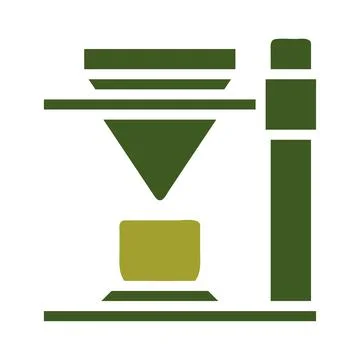 Coffee brewing process, pour over coffee maker, coffee brewing equipment. Stock Illustration