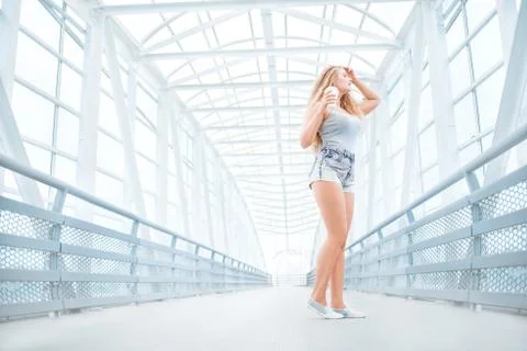 Coffee on the bridge. Stock Photos