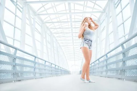 Coffee on the bridge. Stock Photos