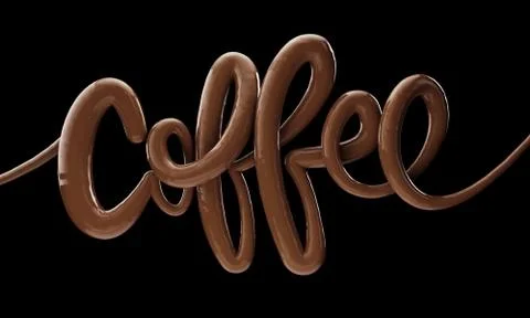 Coffee bright bubble script typography background 3D Render Stock Illustration