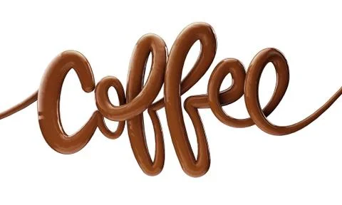 Coffee bright bubble script typography background 3D Render 스톡 일러스트