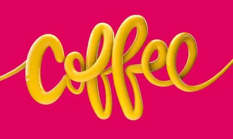 Coffee bright bubble script typography background 3D Render Illustrazione stock