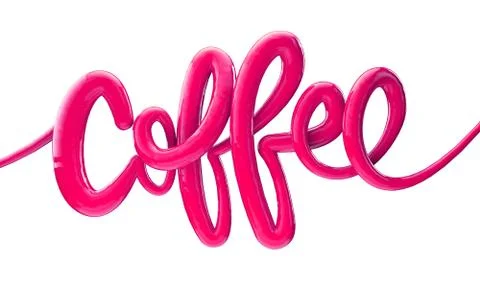 Coffee bright bubble script typography background 3D Render Stock Illustration