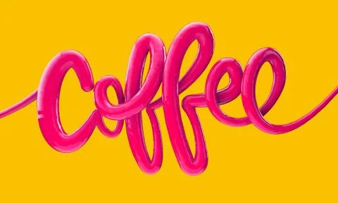 Coffee bright bubble script typography background 3D Render Stock Illustration