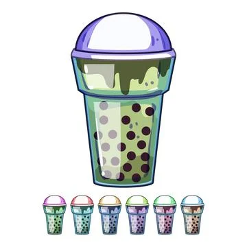Coffee bubble tea cartoon vector graphic Stock Illustration