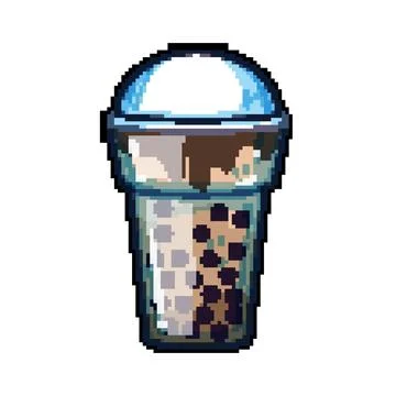 Coffee bubble tea pixel art vector illustration Stock Illustration