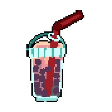 Coffee bubble tea pixel art vector illustration Stock Illustration