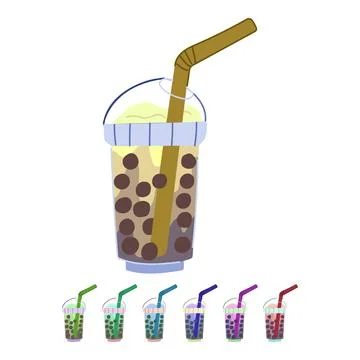 Coffee bubble tea vector cartoon graphic Stock Illustration