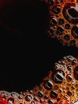 Coffee bubble from top view, Flat lay design, extreme close up Stock Photos