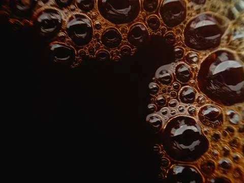 Coffee bubble from top view, Flat lay design, extreme close up Stock Photos