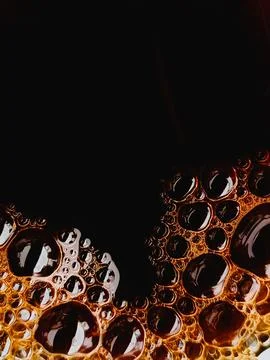 Coffee bubble from top view, Flat lay design, extreme close up Stock Photos