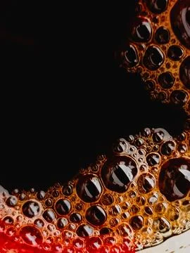 Coffee bubble from top view, Flat lay design, extreme close up Stock Photos