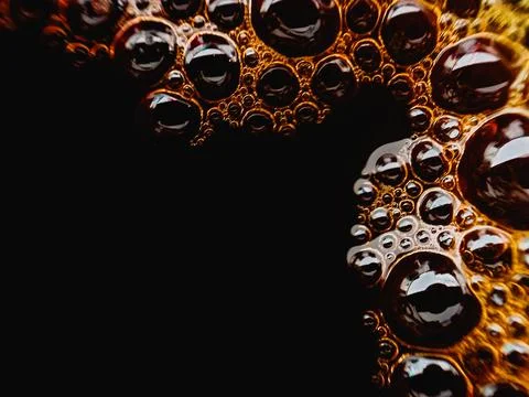 Coffee bubble from top view, Flat lay design, extreme close up Stock Photos
