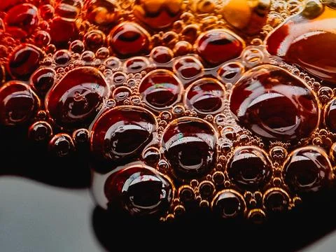 Coffee bubble from top view, Flat lay design, extreme close up Stock Photos