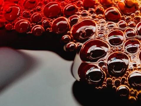 Coffee bubble from top view, Flat lay design, extreme close up Stock Photos