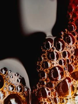 Coffee bubble from top view, Flat lay design, extreme close up Stock Photos