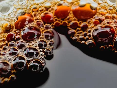 Coffee bubble from top view, Flat lay design, extreme close up Stock Photos