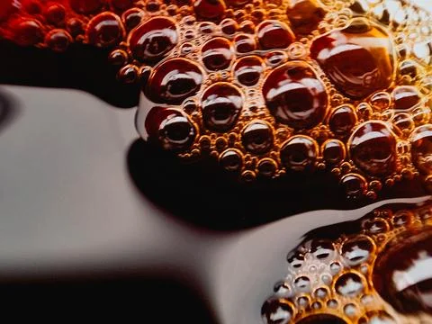 Coffee bubble from top view, Flat lay design, extreme close up Stock Photos