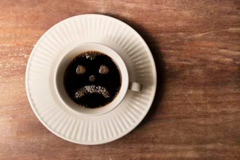 Coffee Bubbles With Sad Face Stock Photos