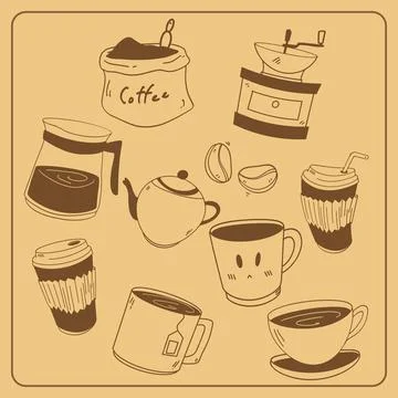 The coffee bundle set for food or hot drink concept Stock Illustration