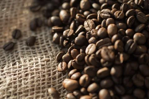 Coffee on burlap background Foto stock