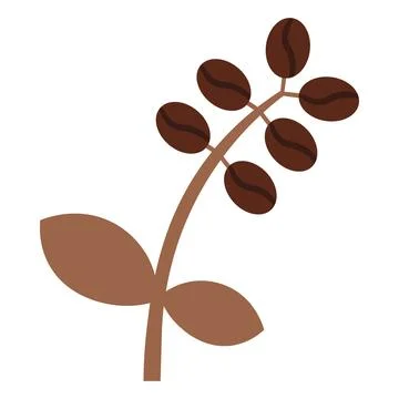 Coffee bush twig in solid cartoon style 스톡 일러스트