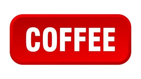 Coffee button. coffee square 3d push button Illustrazione stock