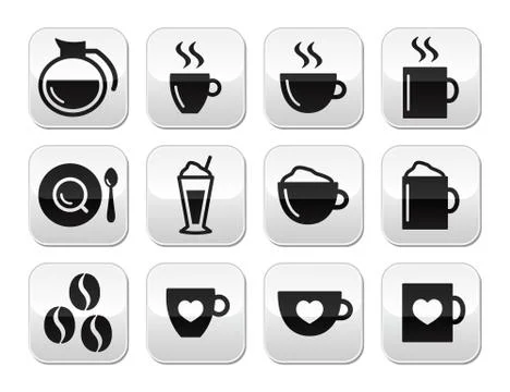 Coffee buttons set - vector Stock Illustration