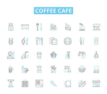 Coffee cafe linear icons set. Espresso, Latte, Cappuccino, Macchiato Stock Illustration