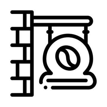 Coffee cafe nameplate icon vector outline illustration Stock Illustration