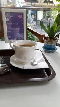 Coffee on a Cafe Patio Foto stock